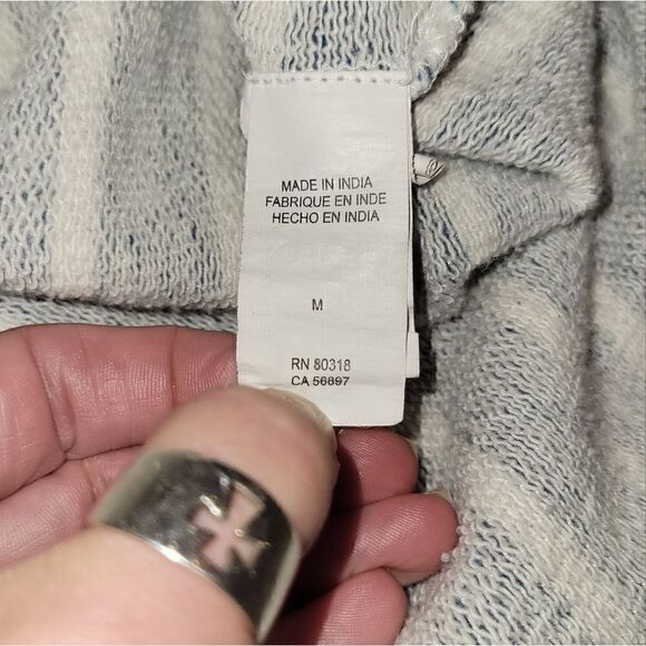 LUCKY BRAND Women's Striped French Terry Hooded Poncho Zip-up Jacket Top  M - Picture 13 of 14